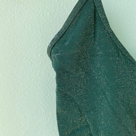 Free People Forest Green and Metallic Thread Top - Picture 4 of 7